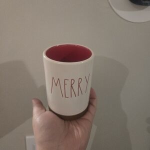 Rae Dunn 'Merry' Cup with Red Interior